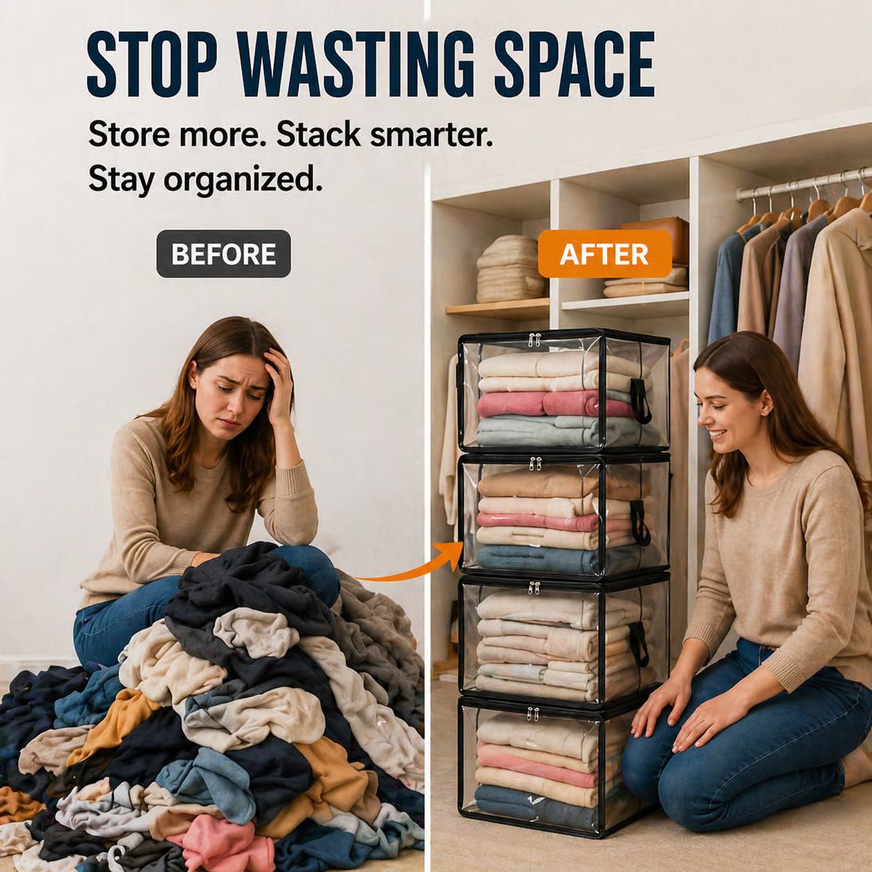 💖LAST DAY 40% OFF ✨📦 LOVILDS Large Heavy-Duty Thick Plastic Clear Storage（2）