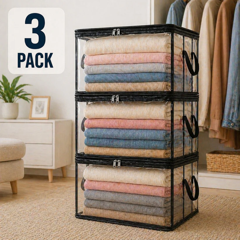 💖LAST DAY 40% OFF ✨📦 LOVILDS Large Heavy-Duty Thick Plastic Clear Storage（2）