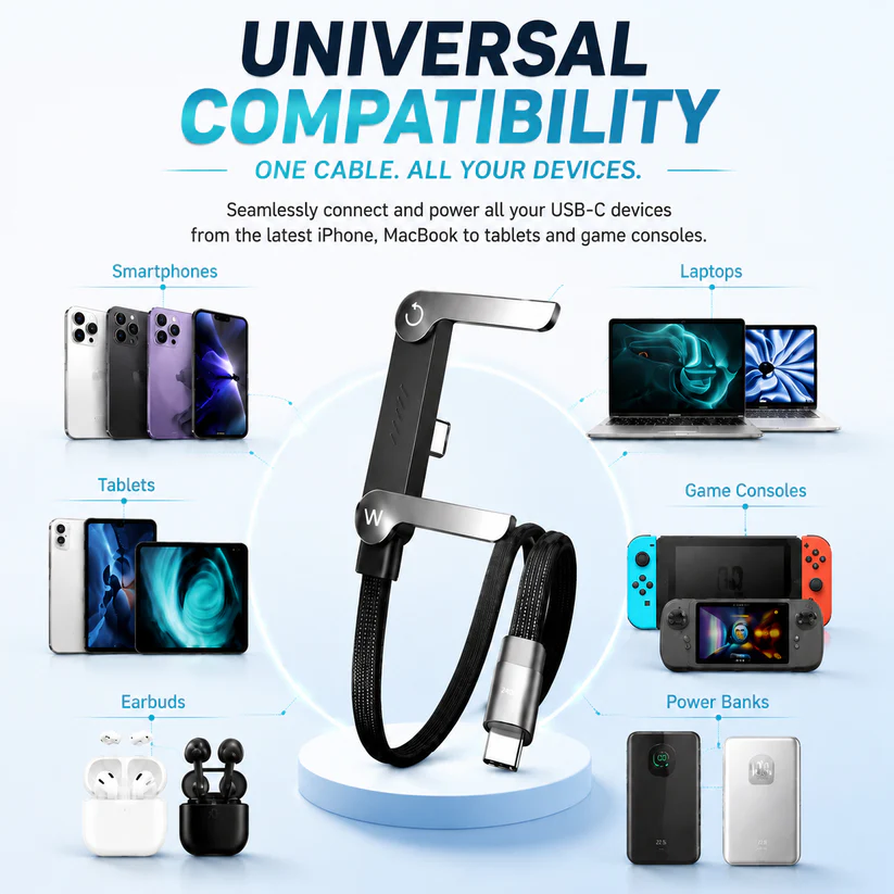 ⚡Official Authorized | 2-in-1 Invisible Holder Charger Cable - 240W Fast Charging Cord with Built-In Phone Stand