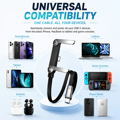 ⚡Official Authorized | 2-in-1 Invisible Holder Charger Cable - 240W Fast Charging Cord with Built-In Phone Stand