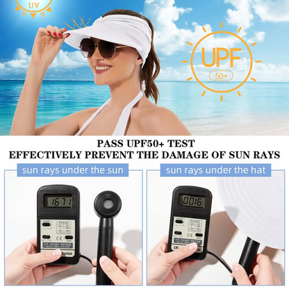 👒 UPF 50+ Sun Visor Ponytail Hat | Wide Brim, Breathable, Foldable