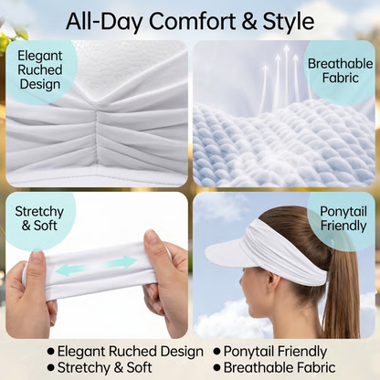 👒 UPF 50+ Sun Visor Ponytail Hat | Wide Brim, Breathable, Foldable
