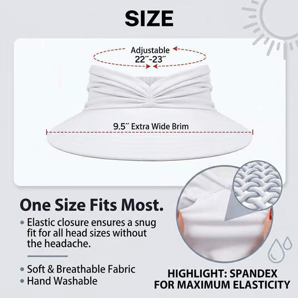 👒 UPF 50+ Sun Visor Ponytail Hat | Wide Brim, Breathable, Foldable