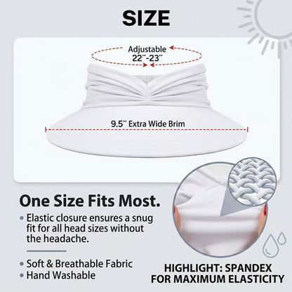 👒 UPF 50+ Sun Visor Ponytail Hat | Wide Brim, Breathable, Foldable