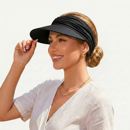 👒 UPF 50+ Sun Visor Ponytail Hat | Wide Brim, Breathable, Foldable