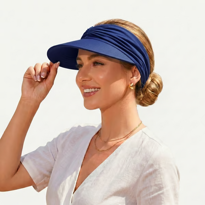 👒 UPF 50+ Sun Visor Ponytail Hat | Wide Brim, Breathable, Foldable
