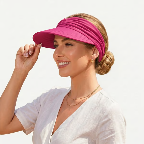 👒 UPF 50+ Sun Visor Ponytail Hat | Wide Brim, Breathable, Foldable